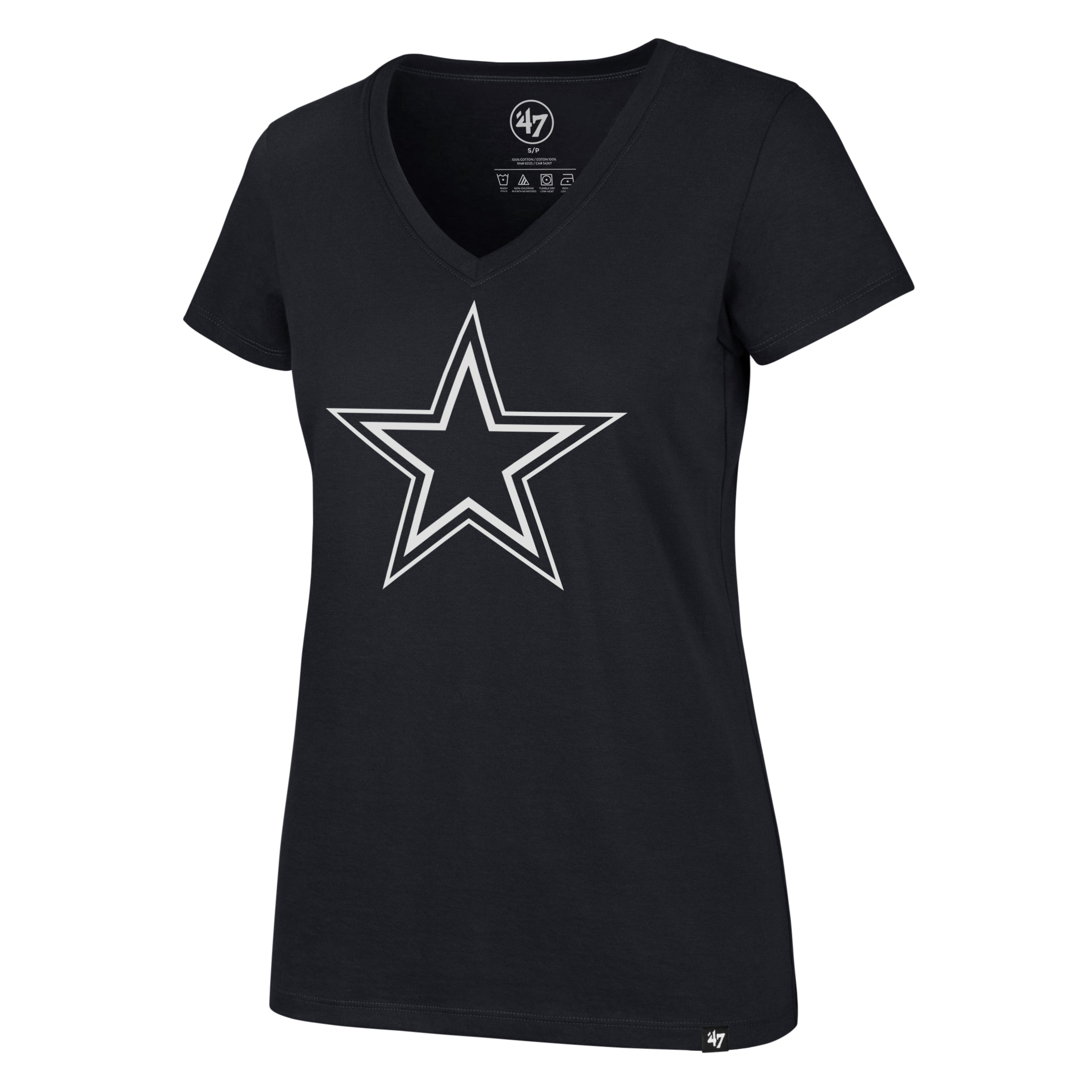Playera '47 Brand Azul Marino Dallas Cowboys Mujer 'Logo Outline V-Neck