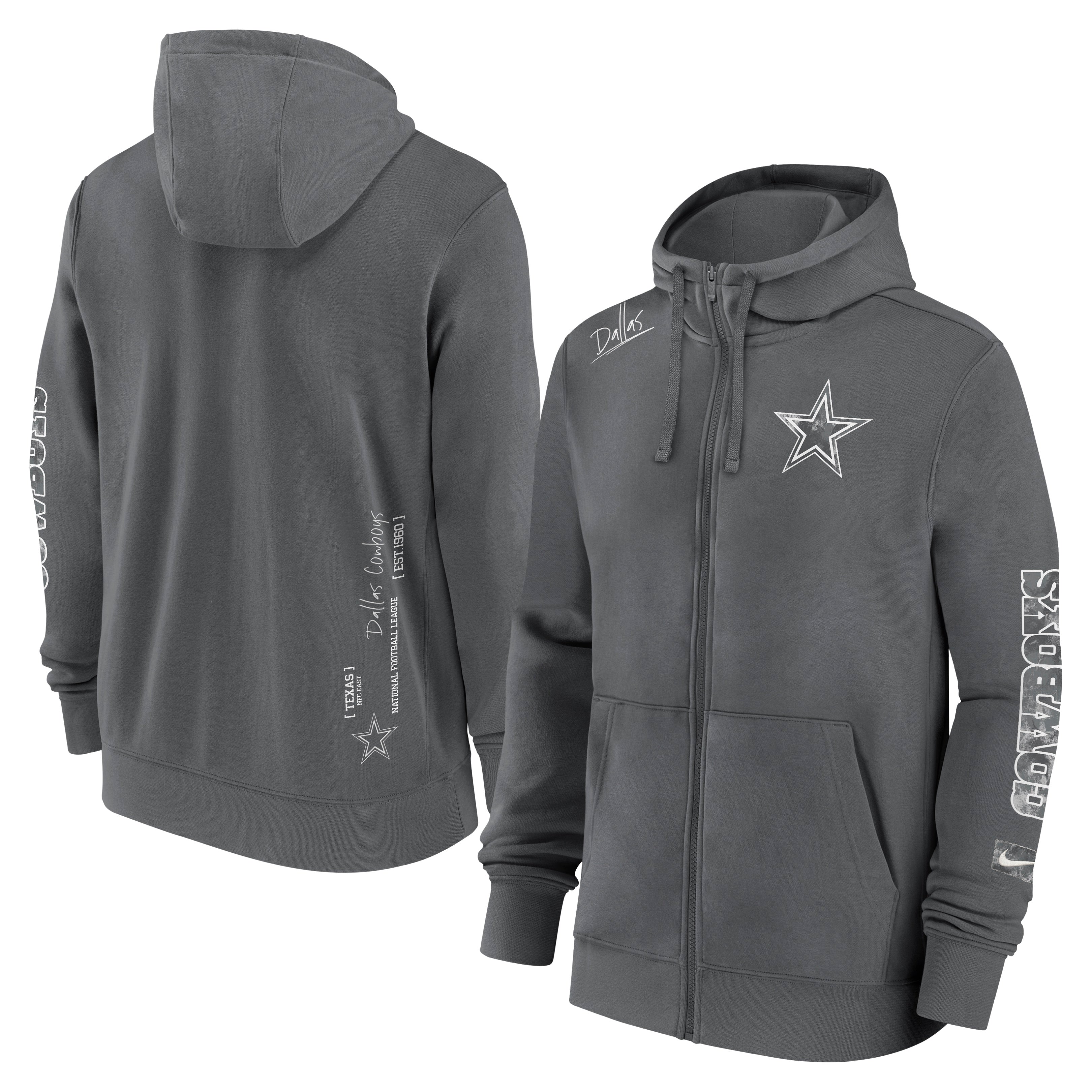 Sudadera Nike Dallas Cowboys Local Pack Full-Zip Hoodie Gris Hierro