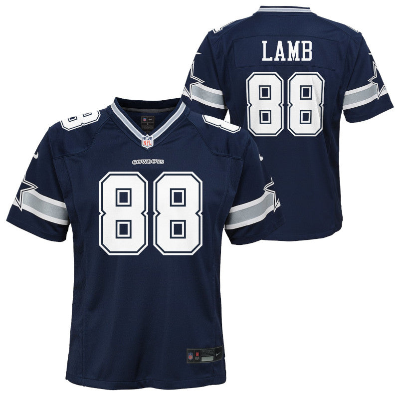 Camiseta juvenil Nike CeeDee Lamb azul marino de los Dallas Cowboys