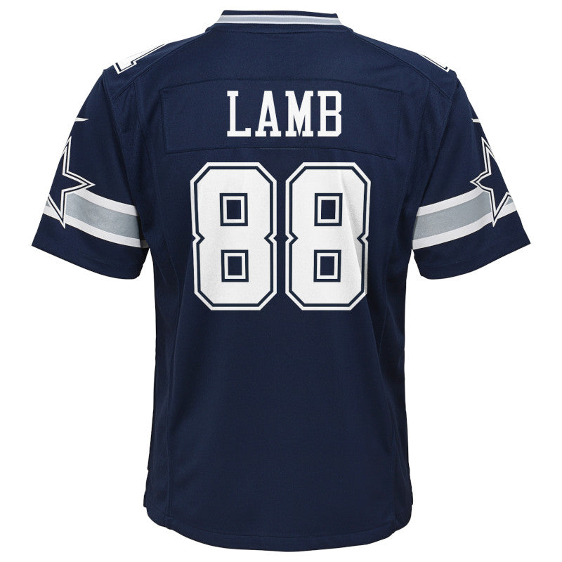 Camiseta juvenil Nike CeeDee Lamb azul marino de los Dallas Cowboys