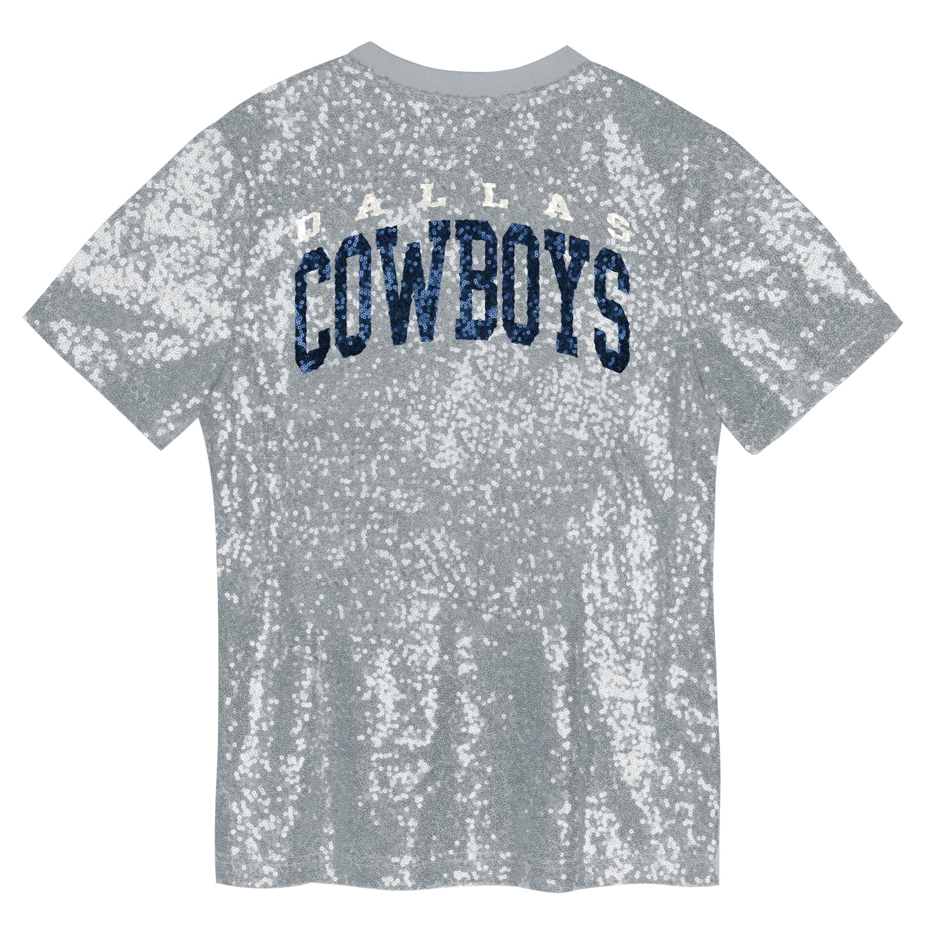 Playera Dallas Cowboys Mujer Sequin V-Neck Brillante Plateado