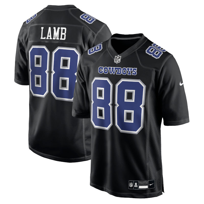 Camiseta de juego de moda Nike CeeDee Lamb de los Dallas Cowboys en color negro carbono para hombre