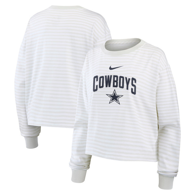 Camiseta corta de corte holgado Nike para mujer, de los Dallas Cowboys, en color blanco