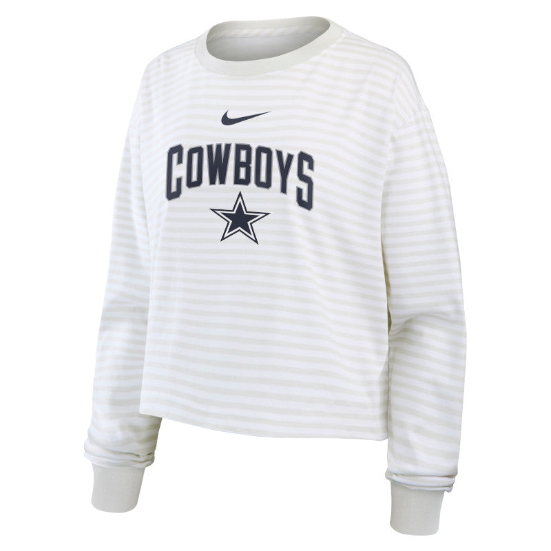 Camiseta corta de corte holgado Nike para mujer, de los Dallas Cowboys, en color blanco