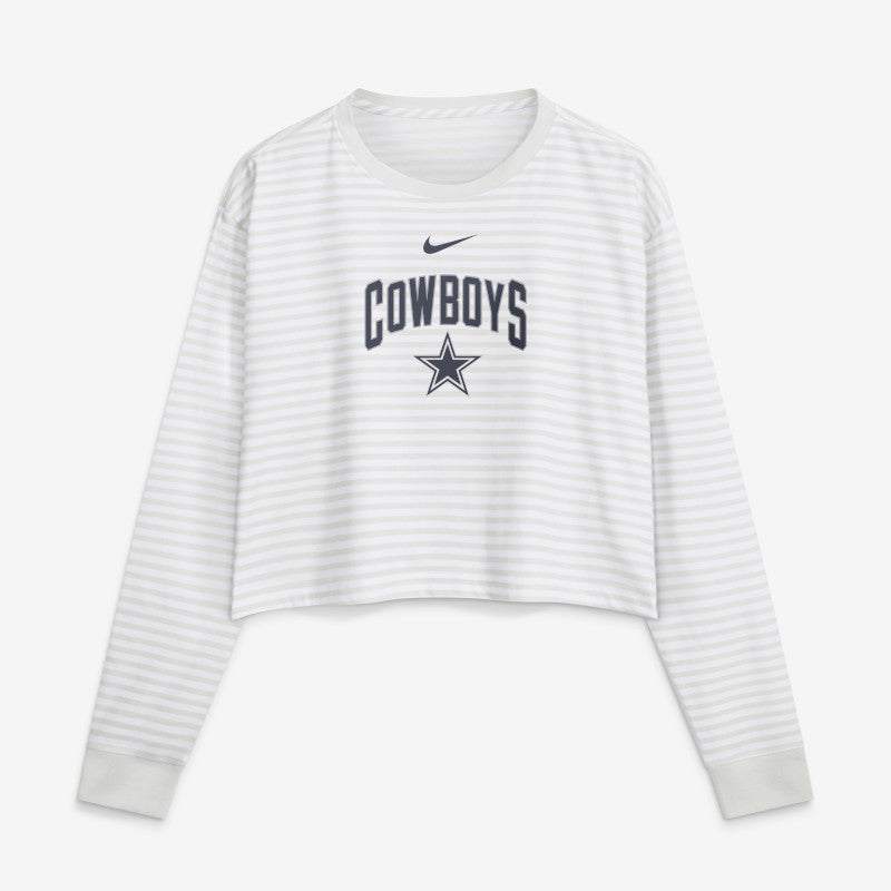 Camiseta corta de corte holgado Nike para mujer, de los Dallas Cowboys, en color blanco
