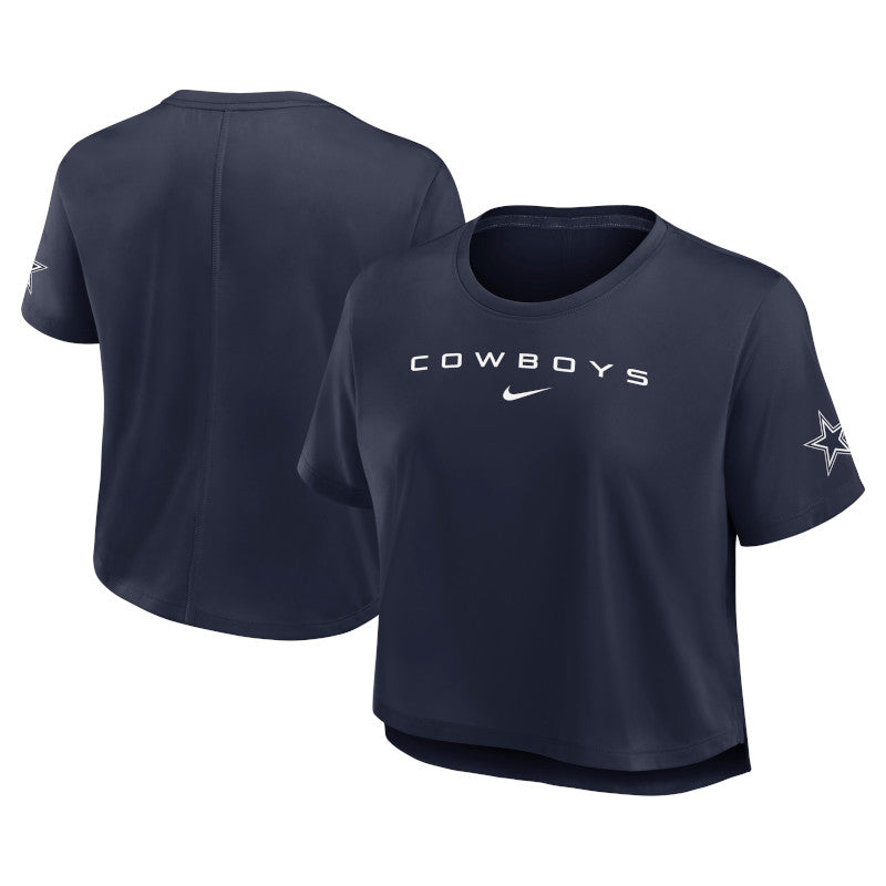 Camiseta recortada cuadrada súper suave azul marino de los Dallas Cowboys Elements de Fanatics para mujer