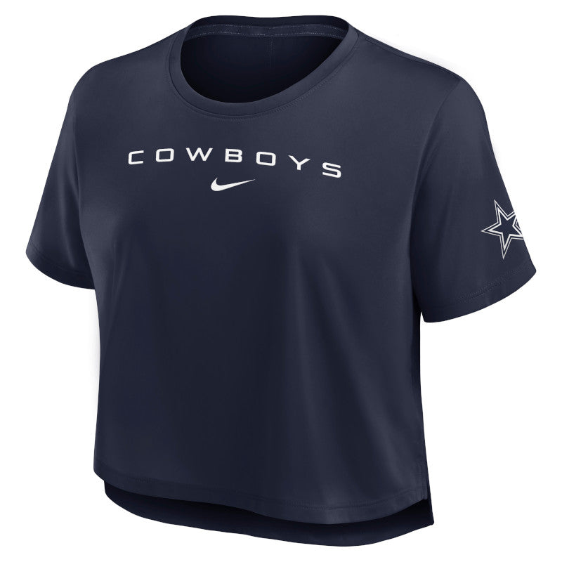 Camiseta recortada cuadrada súper suave azul marino de los Dallas Cowboys Elements de Fanatics para mujer