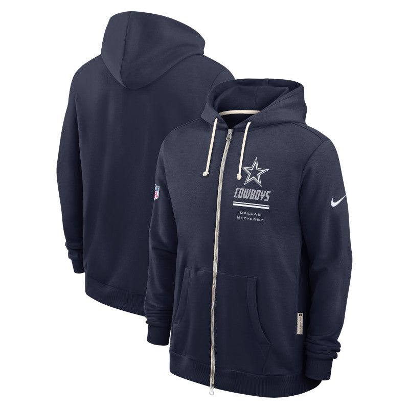 Dallas Cowboys Sideline Standard Issue Sudadera con gorro Nike Dri-FIT de la NFL de cierre completo para hombre