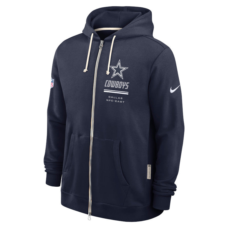 Dallas Cowboys Sideline Standard Issue Sudadera con gorro Nike Dri-FIT de la NFL de cierre completo para hombre