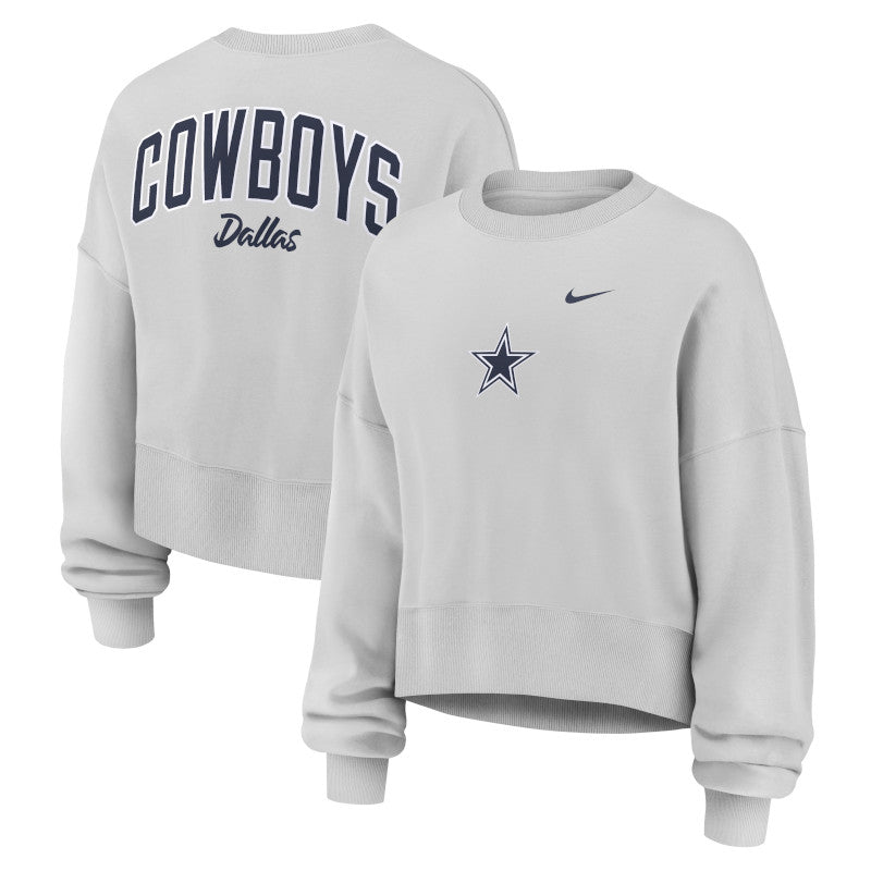 Sudadera de felpa extragrande Primetime Phoenix de los Dallas Cowboys de Nike para mujer en color gris.