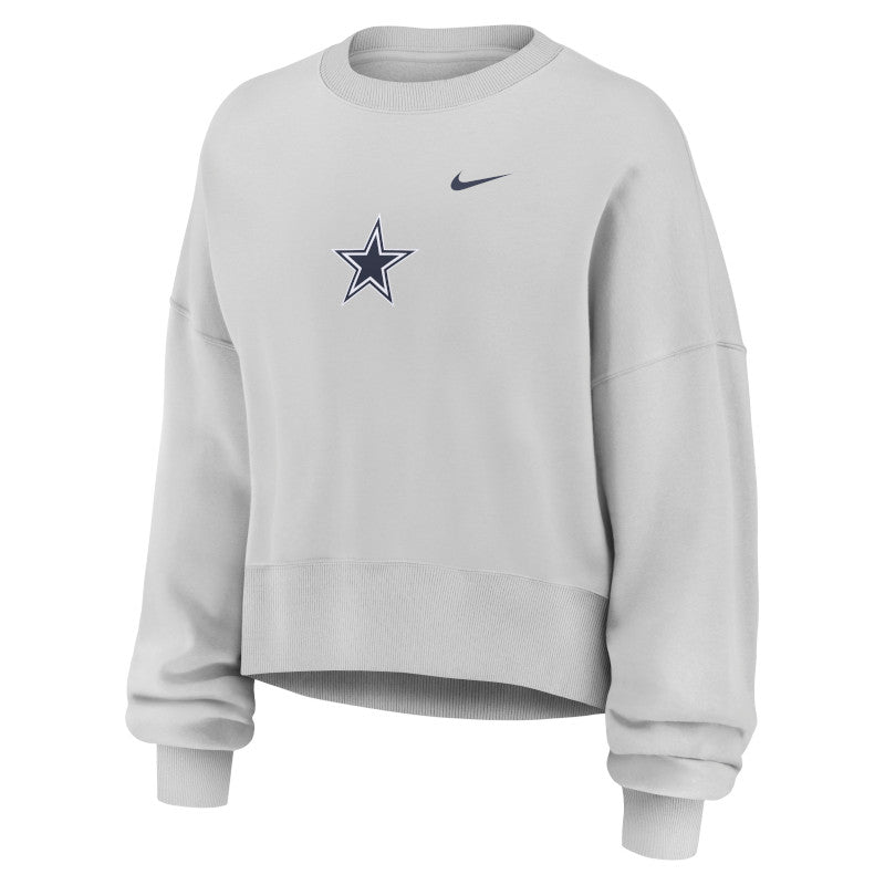 Sudadera de felpa extragrande Primetime Phoenix de los Dallas Cowboys de Nike para mujer en color gris.