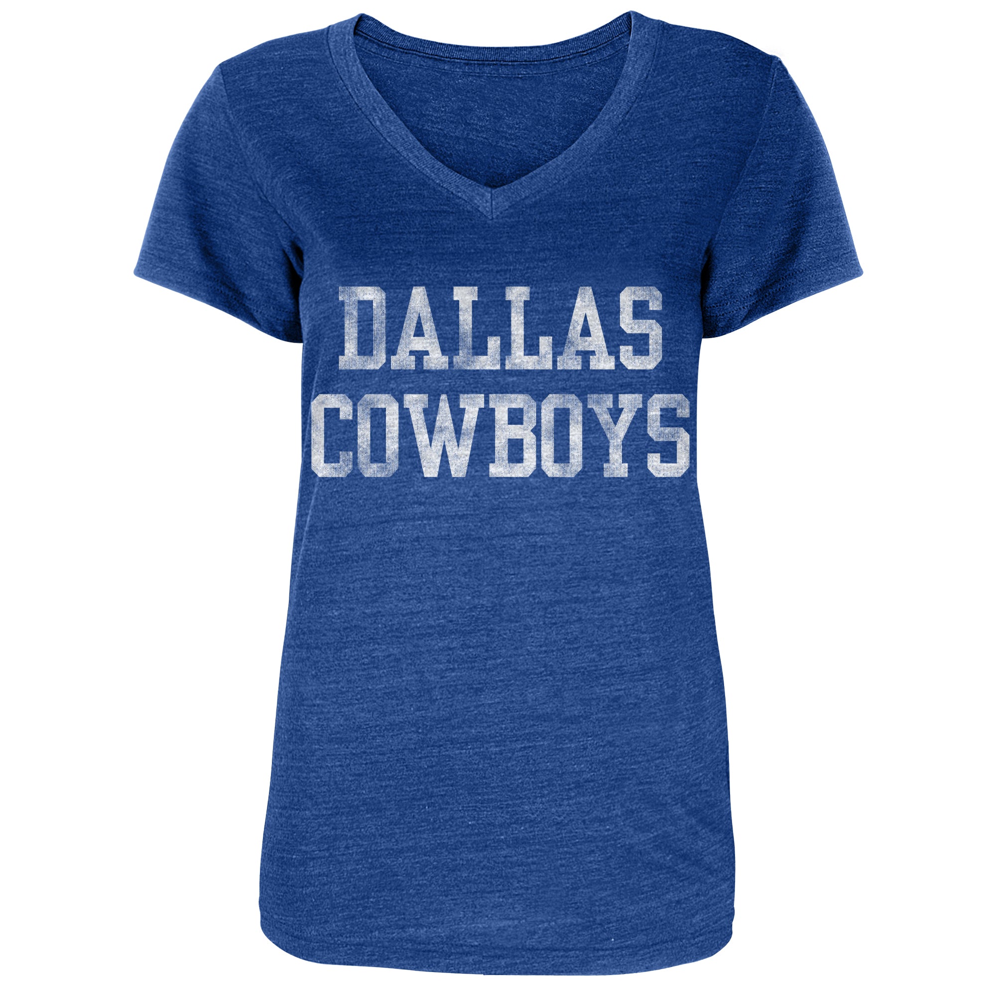 Playera Dallas Cowboys Mujer Cuello V Wordmark Vintage  Azul Royal